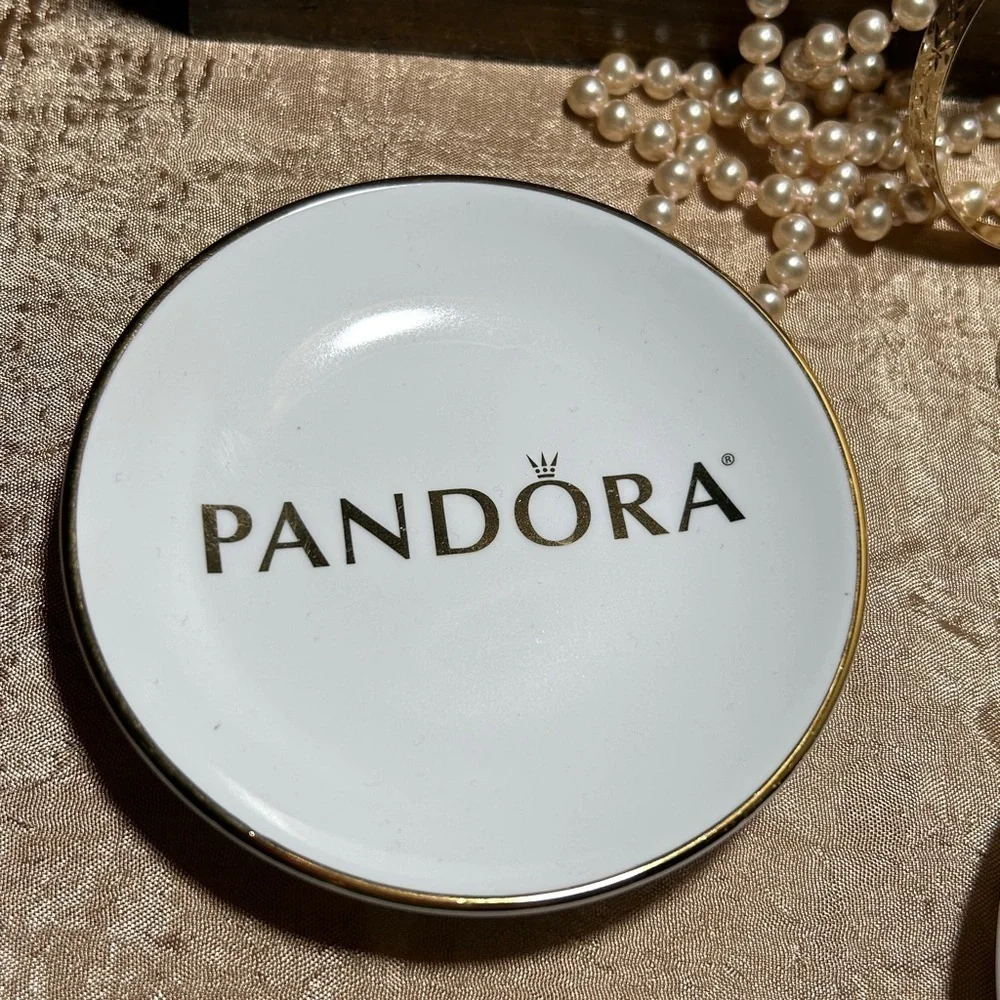 Pandora White and Gold Jewelry Holders (Set of 3 Pieces)